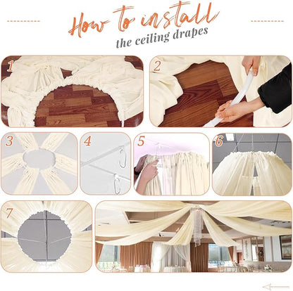 6 Panels Beige Ceiling Drapes for Wedding Ceiling Drapes 5ftx10ft Wedding Arch - Image 7