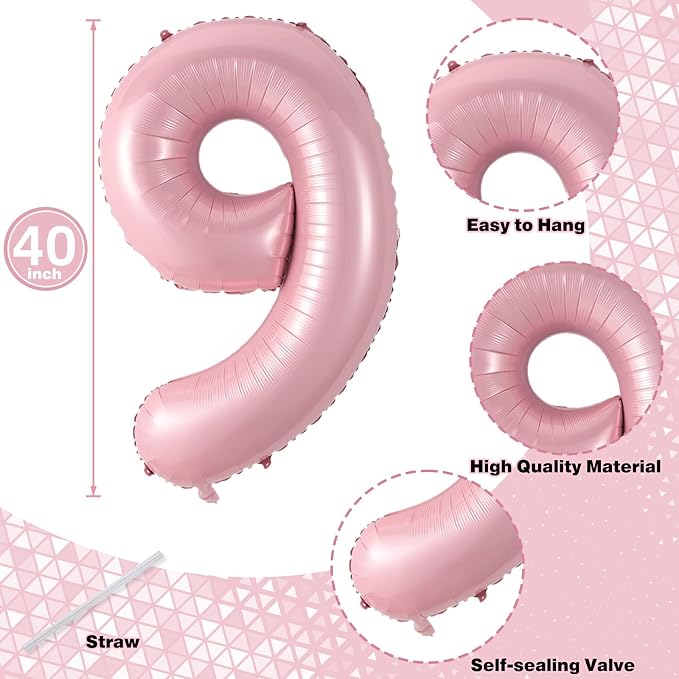 19th Birthday Balloon for Girls, 40 Inch Pastel Pink Number 19 Foil Balloons - Image 2