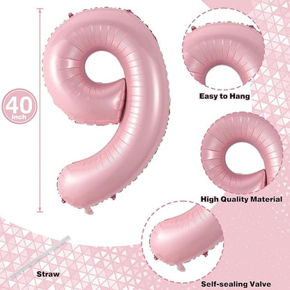 19th Birthday Balloon for Girls, 40 Inch Pastel Pink Number 19 Foil Balloons - Image 2