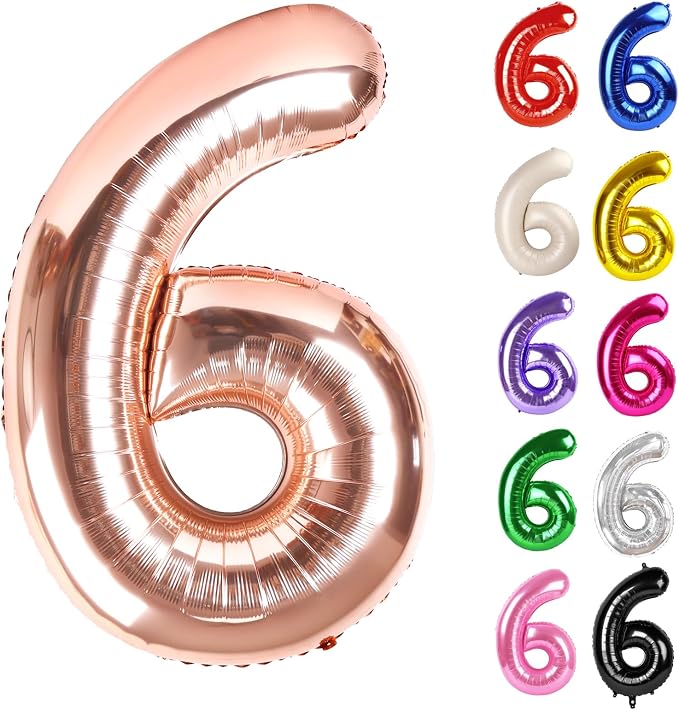 Rose Gold Number 6 Balloon 40 Inch by IWERP