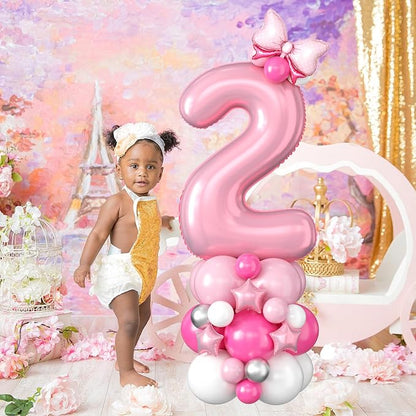 40 Inch Pink Number 2 Balloon for 2nd Birthday Decoration Pastel Baby Pink - Image 3