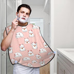 Beard Hair Catcher for Men, Waterproof Shaving Bib Apron Non-Stick, Trimming Tool for Dad Husband, Japan Lucky Cat Funny Fat Cats Pink Shave Bib