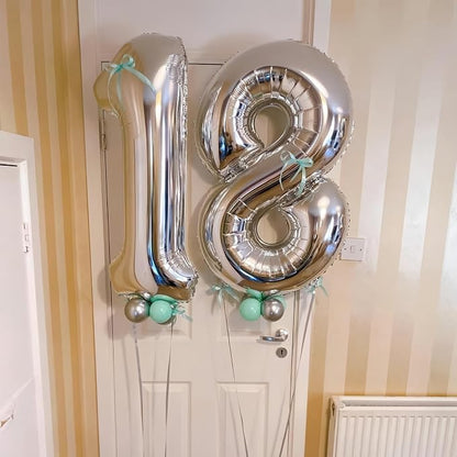 Silver 12 Balloon, 40 Inch Silver Number 12 Balloon Big Foil Mylar Helium - Image 6