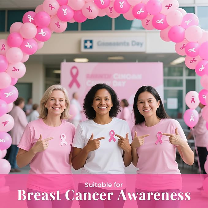 100 PCS Pink Ribbon Awareness Balloons Decorations 12 Inch Breast Cancer Ribbon - Image 6