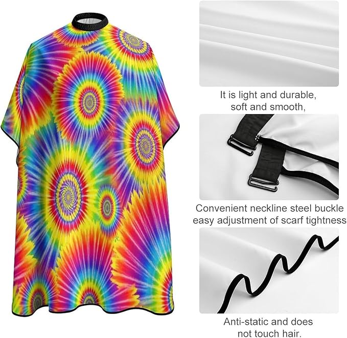 Unisex Unique Tie Dye Art Hair Styling Cape, Lightweight Salon Cape Apron for Home Stylists, Haircut Tools