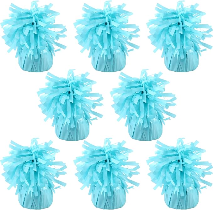 8 Pcs Baby Blue Metallic Balloon Weights Holder Anchors Balloon Holder Weights by ZCYSRLQIN