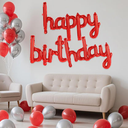 Happy Birthday Balloons Banner Foil Letters Balloons Connected, Personalized - Image 4