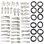 Silver Hair Clips Set for Women Styling 50pcs Bulk Barrettes Snap Hair Clips Ties Duck Bill Clip Metal Alligator No Crease Clip Bows Y2K Cute Bangs Hairclips Accessories (Silver)