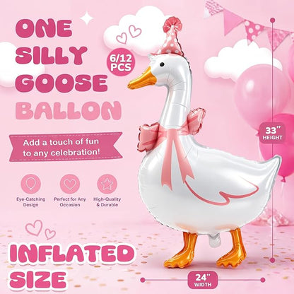 Soulchen 6 Pcs One Silly Goose Balloons Set 33" Giant White Goose Foil Balloons - Image 2