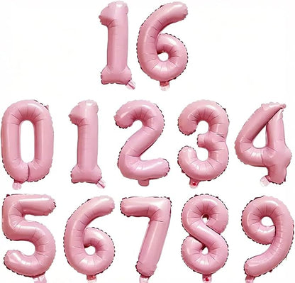 2 Set 20 Pcs Number Balloons 16 Inch Baby Pink 0-9 Number Mylar Foil Balloons by Unknown