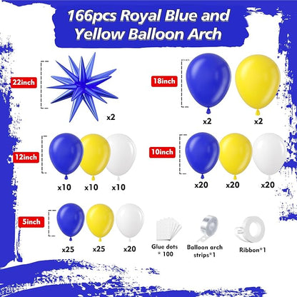 Royal Blue and Yellow Balloons Arch Kit 166pcs - Image 2