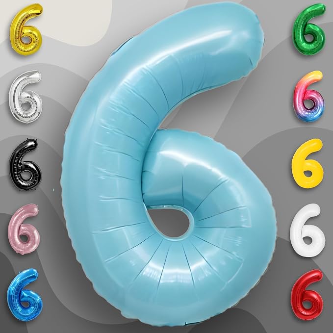 Candy Blue Number Balloon 6 Mylar Foil Balloons 32 inch - Image 5