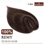 SEGO Real Human Hair Topper for Women without Bangs, Hair Topper with 4 Anti-Slip Clips (10 Inch#2 Dark Brown)