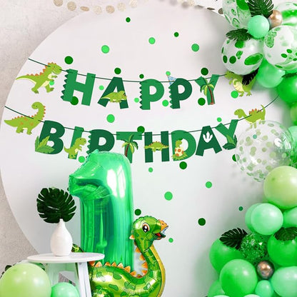 Dinosaur Happy Birthday Banner Cute Dinosaur Party Banner Green Dinosaur - Image 7