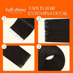 Full Shine Injection Tape in Hair Extensions Color 2 Dark Brown Seamless Machine Remy Double Sided Tape in Extensions Human Hair 16 Inch Natural Skin Weft for Women Add Volume 20 Pcs 40 Grams