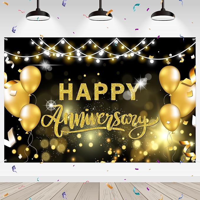 WeBenison Happy Anniversary Backdrop Wedding Anniversary Photography Background by WeBenison