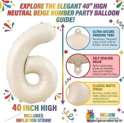 40" Beige Foil Number 16 Balloon - Image 2