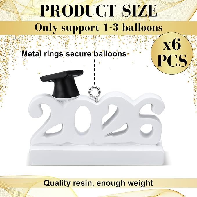 Cinnvoice Graduation Balloon Weights Pack of 6 Resin Grad Cap Balloon Holder - Image 3