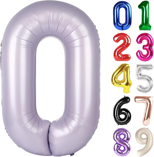 0 Balloon - Lilac Birthday Number Balloons, 40 Inch Decorations Men Women | by ALPHADELTAPI
