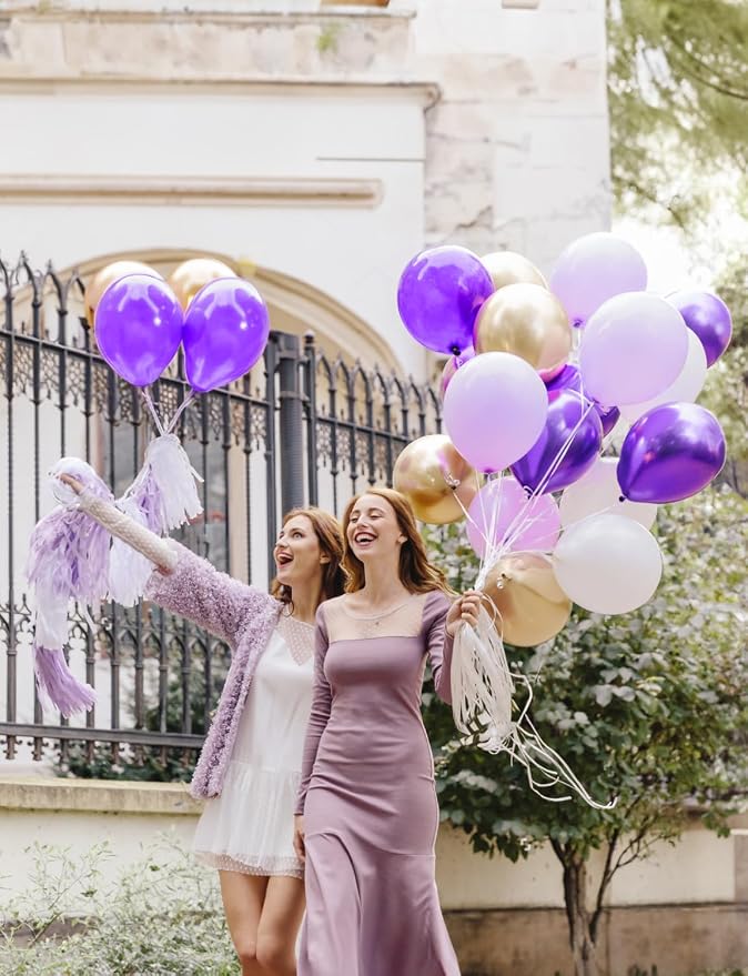 Purple and White Balloons, 12 Inch Graduation Balloons, Lavender Lilac Balloon - Image 2