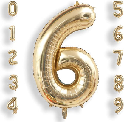 AULE 40 Inch Light Gold 6 Balloon Number Foil 0-9 Birthday Big Numbers | by AULE