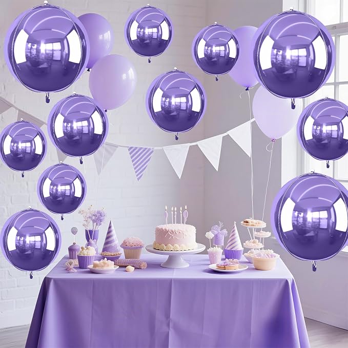 12Pcs Light Purple Round Foil Balloons, Metallic Purple Foil Balloon - Image 5