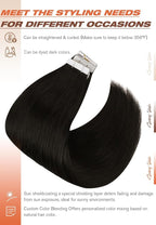 Sunny Hair Tape in Extensions,Remy Hair Extensions Tape in Black Invisible Tape in Hair Extensions Human Hair 100g 24Inch