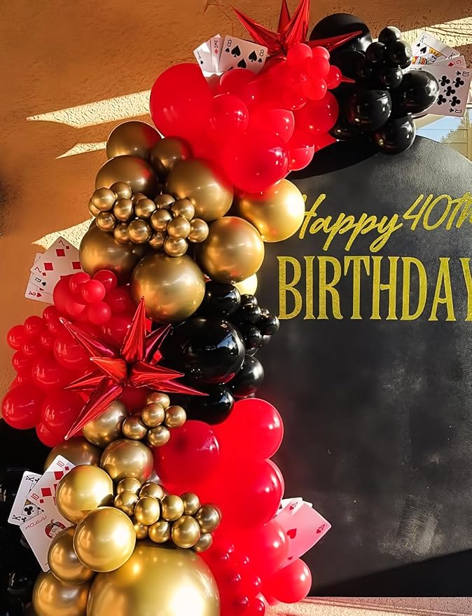 Red Black and Gold Balloons Arch Garland Kit – 131Pcs Latex Balloons - Image 3