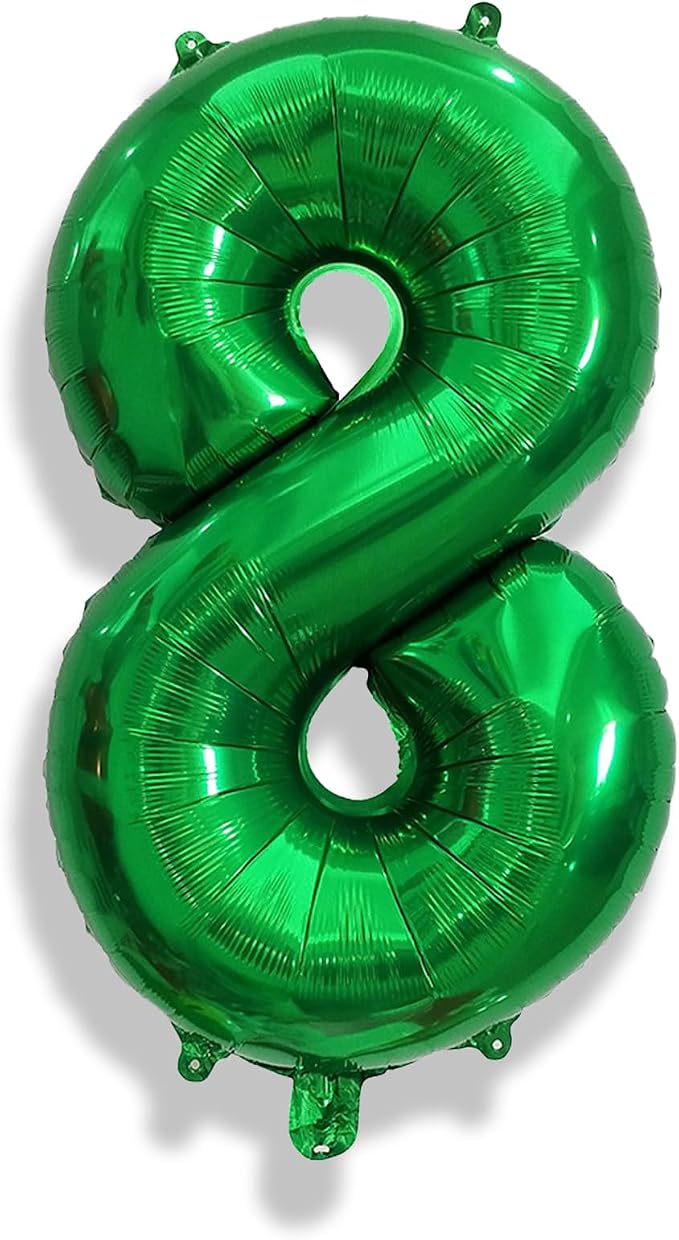 40 Inch Emerald Green Number 8 Balloons, Large Foil 8th Birthday Balloon - Image 8