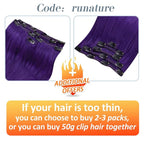 RUNATURE Purple Clip in Hair Extensions Real Human Hair, Straight Clip in Human Hair Extensions, Full Head, Colored Layered Natural Hair, Soft Tangle-free Hair, 16 Inch 70g/5pcs