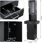 Salon Station for Hair Stylist,Hair Styling Organizer Equipment with Glass Door,6 Tool Dryer Holders, 2 Storage Cabinet ，Beauty Spa Barber Equipment, Black