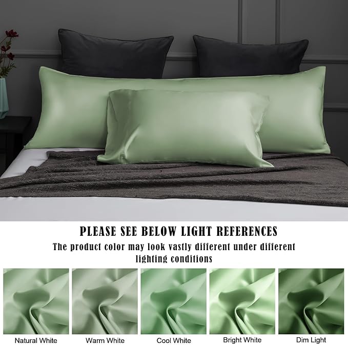 TELUS Pillow Cases Standard Size 2 Pack, Bamboo Rayon & Lyocell Pillowcase with Envelope Closure, Cooling Breathable Pillow Cover for Hot Sleeper & Night Sweats, 20x26 inch, Sage Green
