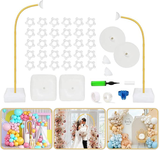 Bazen Half Arch Backdrop Stand for Party Adjustable Height Gold 8.2FT& 6FT | by Bazen