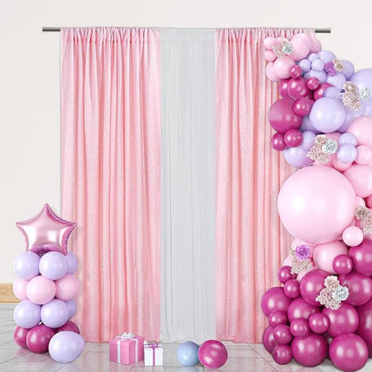 PartyDelight Pink Sequin Backdrop Curtains 2x8ft 2 Panels | Sparkly 3mm sequins - Image 6