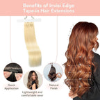 Sindra Invisi Edge Tape in Extensions Human Hair, Platinum Blonde Invisible Seamless Extensions Real Human Hair 14 Inch 40g 20pcs Injected Tape ins