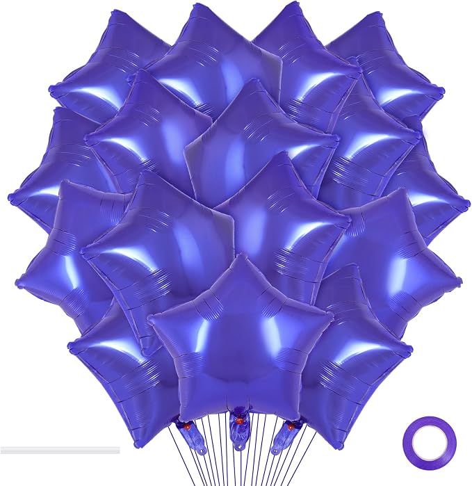 20 Pcs Purple Star Balloons, 18 Inch Star Foil Balloons, Stars Shaped Balloon by YOTHORN