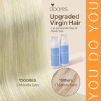 DOORES Clip in Human Hair Extensions, Light Ash Brown to Ash Blonde, 120g, 7pcs, 22 Inch, Real Natural, Thick, Silky