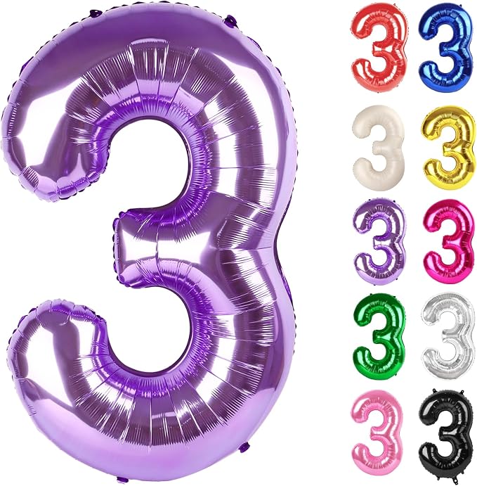 Purple Number 3 Balloon 40 Inch by IWERP