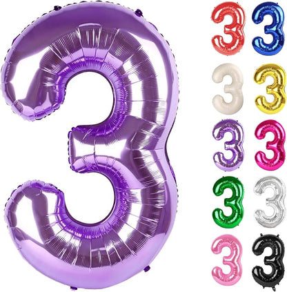 Purple Number 3 Balloon 40 Inch by IWERP