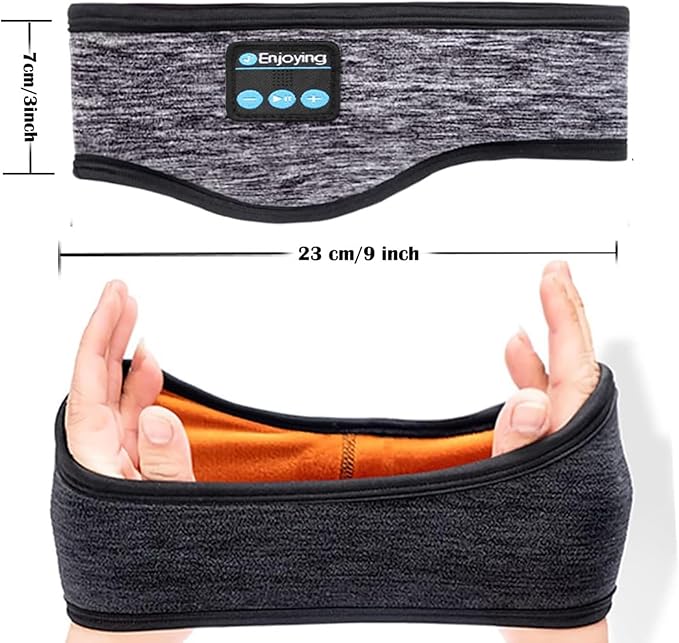 Bluetooth Headband Headphones Double-Layer Ear Warmer for Men Women Winter Cold Weather Wireless Music Thick Fleece Lined Ear Muffs Outdoor Sports Running Cycling (Gray)