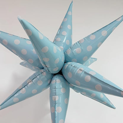 2Pcs Blue Macaron Polka Dot Explosion Pointed Star Foil Balloons/Candy Color - Image 3