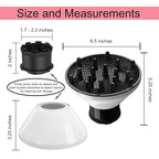 Universal Hair Diffuser Adaptable Hair Dryer Attachment for Blow Dryer Nozzles from 1.7 to 2.2 inch Diameter (White)