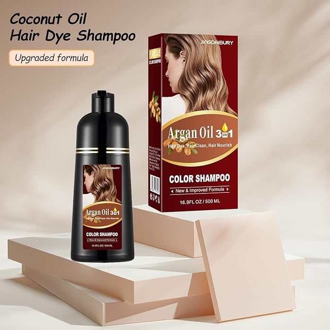 Dark Coffee Hair Dye 16.9 Fl Oz, Argan Oil Hair Shampoo, 3 in 1 Hair Dye Shampoo, Easy To Use, Semi-Permanent Hair Color Shampoo (Dark Coffee)