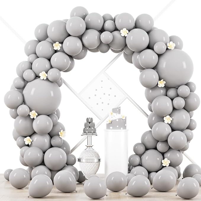 Voircoloria 90pcs Gray Balloons Garland Arch Kit, 18 12 10 5 Inch | by Voircoloria