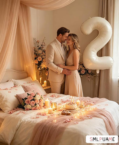 40 Inch Beige Number 2 Balloons - Image 3