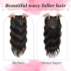 Hair Topper, 360° 3D Hair Toppers for Women with Thinning Crown, 20 Inch Long Wavy Curly Hair Pieces Clip in Bangs (Dark Brown Mixed Chestnut, 20 inch, Side Bangs)
