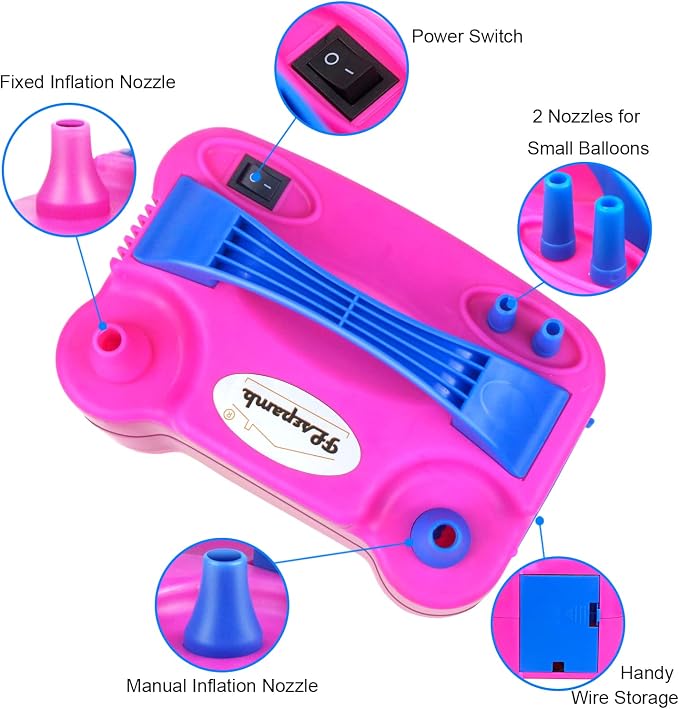 Balloon Pump, Electric Balloon Pump, Portable Dual Nozzles Electric Balloon Air - Image 2
