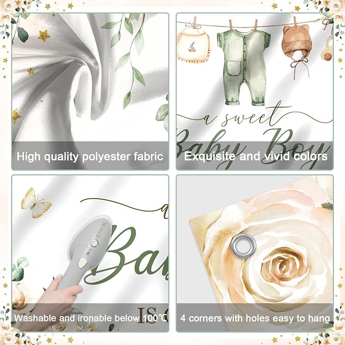 Mocsicka Baby Shower Backdrop Banner Cute Clothes Baby Shower Background a - Image 3