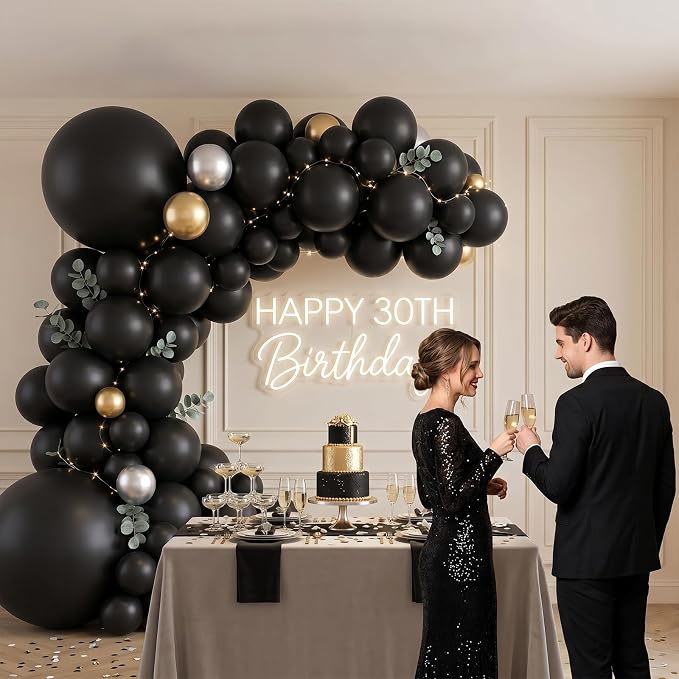 96Pcs 5/10/12/18 Inch Matte Black Latex Balloon Garland Arch Kit | Black - Image 5