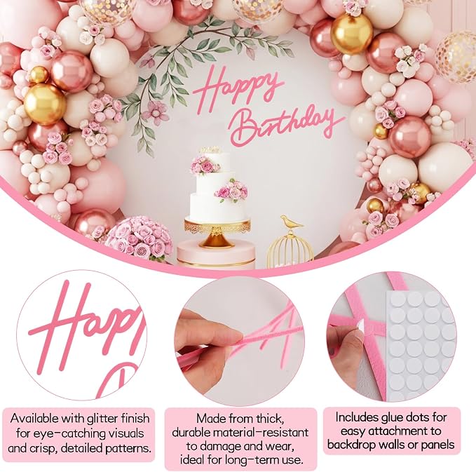 TONIFUL Happy Birthday Sign for Backdrop - Image 3